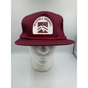 Vtg Mitchell Energy Trucker Hat Strapback Rope Cap Patch Adult USA